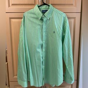 Polo Ralph Lauren Oxford dress shirt Green Striped XL mens extra large